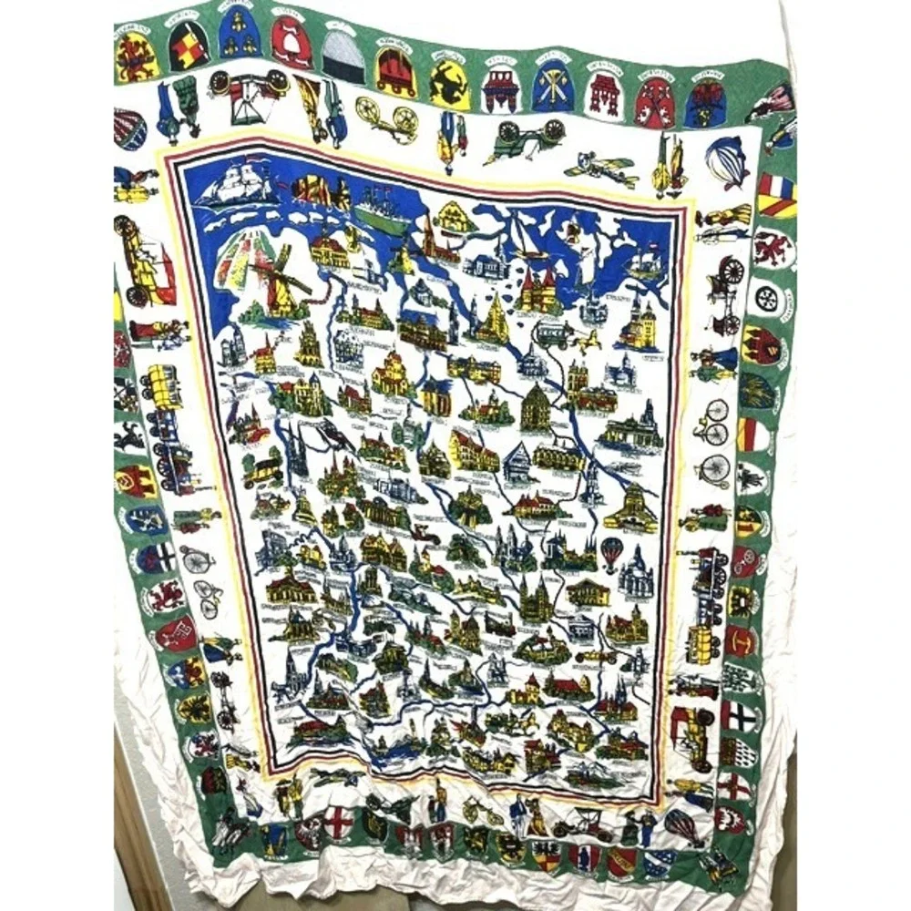 Vintage READ West Germany Pictorial Map Tablecloth 42